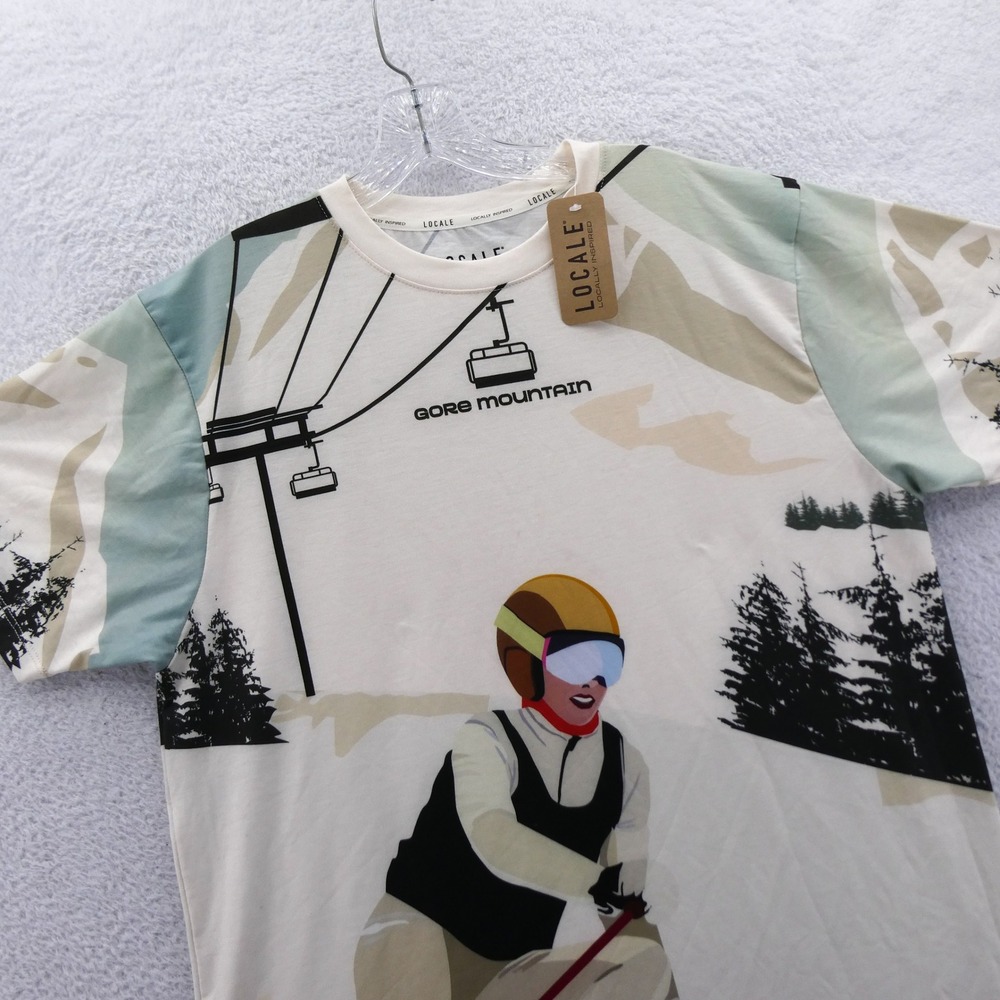 Locale Shirt Mens Large Gore Mountain Ski Resort Graphic White Short Sleeve New - Picture 4 of 10